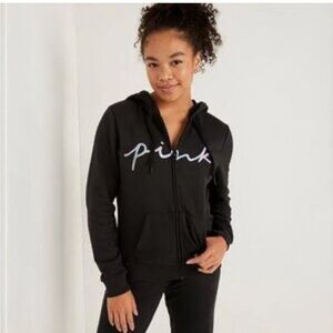 PINK Victoria's Secret Black Zip up Hoodie